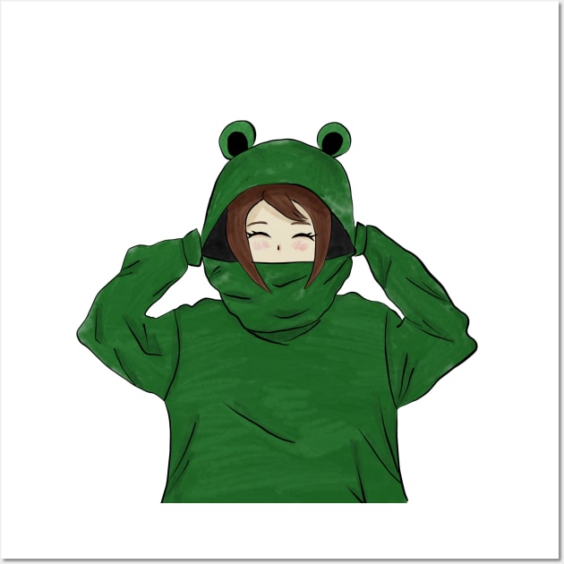 Girl in Green Frog Hoodie Frog Girl Posters and Art Prints TeePublic